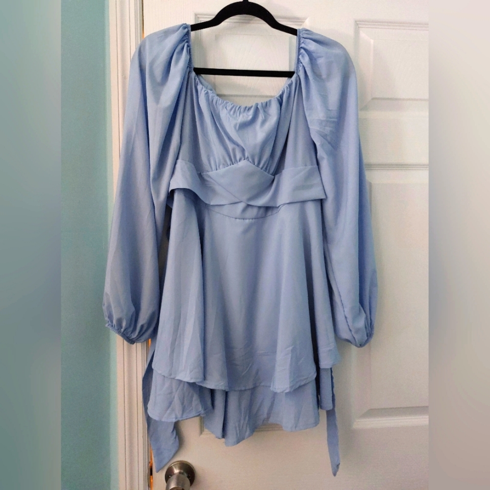 Light Blue, 2XL Mini Romper Dress